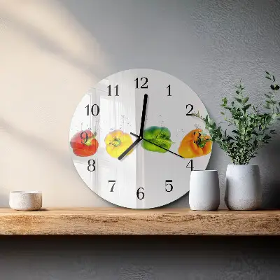 Kulaté skleněné hodiny na zeď Pepř