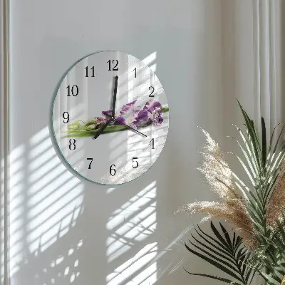 Hodiny s fotkou skleněné kulaté Květiny