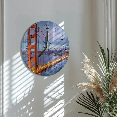 Hodiny na skle kulaté Zlatá brána