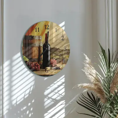 Kulaté skleněné hodiny na zeď Sud vína