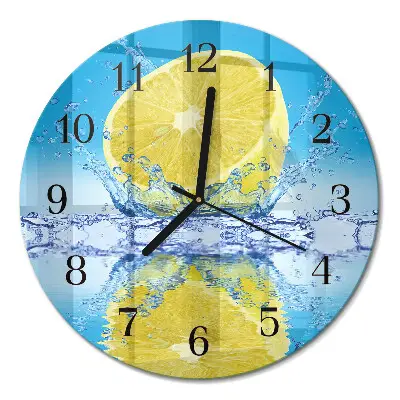 Kulaté skleněné hodiny na stěnu Citrus