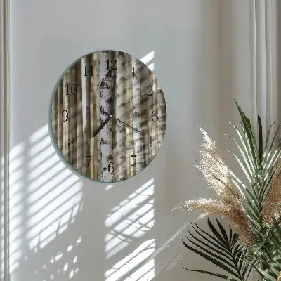 Hodiny s fotkou skleněné kulaté Břízy