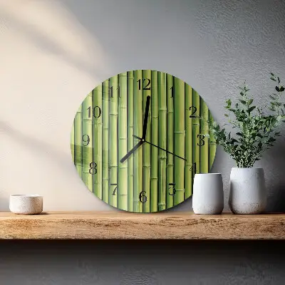 Kulaté skleněné hodiny na zeď Bambus