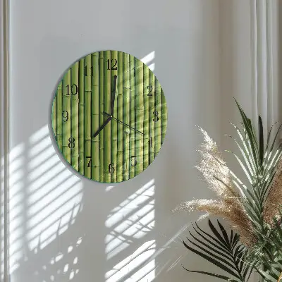 Kulaté skleněné hodiny na zeď Bambus