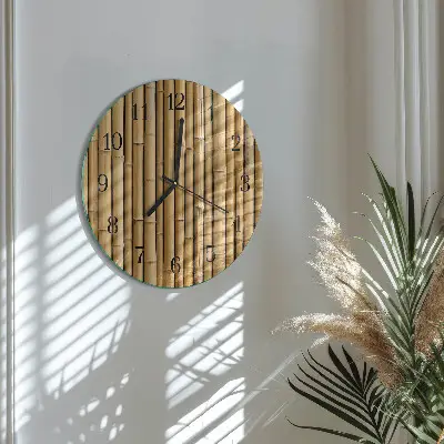 Hodiny na skle kulaté Bambus