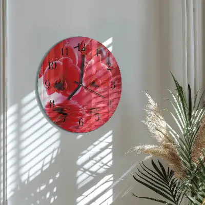 Hodiny s fotkou skleněné kulaté Orchidej