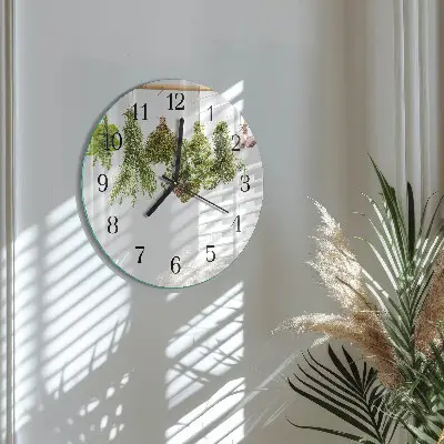 Hodiny s fotkou skleněné kulaté Bylinky