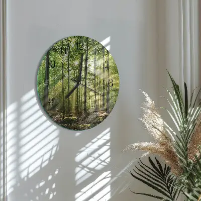 Hodiny na skle kulaté Lesní příroda