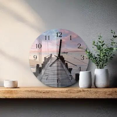 Kulaté skleněné hodiny na stěnu Most