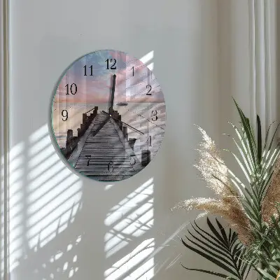 Kulaté skleněné hodiny na stěnu Most