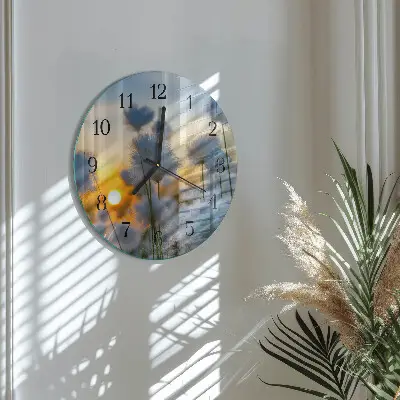 Kulaté skleněné hodiny na stěnu Bavlna
