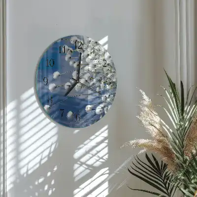 Kulaté skleněné hodiny na stěnu Bavlna