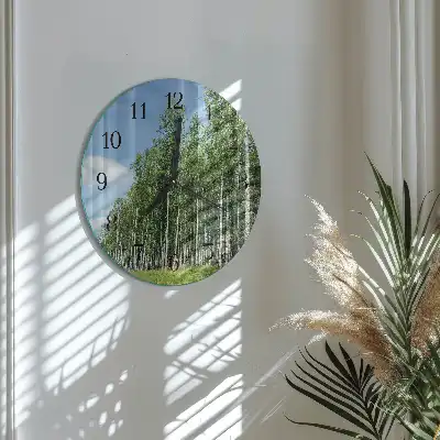 Hodiny s fotkou skleněné kulaté Břízy