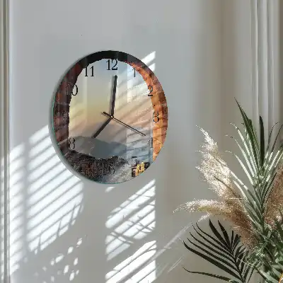 Nástěnné hodiny skleněné kulaté Velká čínská zeď