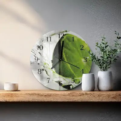 Kulaté skleněné hodiny na stěnu Uhličitan vápenatý