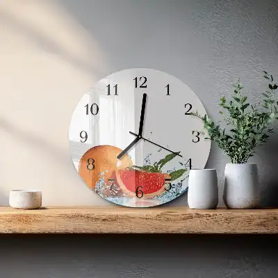 Kulaté skleněné hodiny na zeď Grapefruit