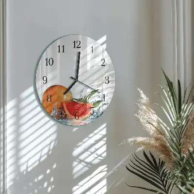 Kulaté skleněné hodiny na zeď Grapefruit