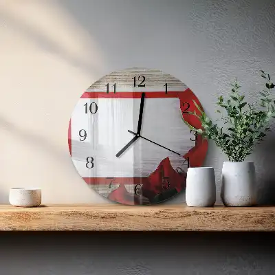 Hodiny s fotkou skleněné kulaté Růže