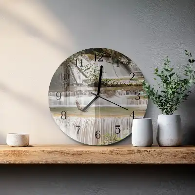 Kulaté skleněné hodiny na zeď Kaskáda
