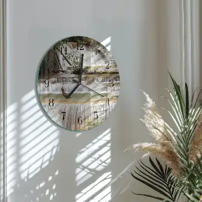Kulaté skleněné hodiny na zeď Kaskáda
