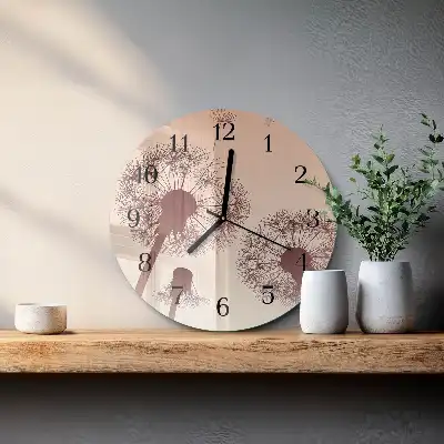 Kulaté skleněné hodiny na stěnu Pampeliška