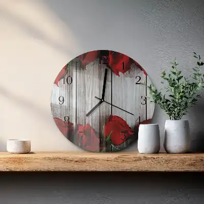 Kulaté skleněné hodiny na zeď Růžové tablety