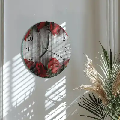 Kulaté skleněné hodiny na zeď Růžové tablety