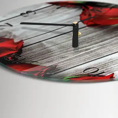 Kulaté skleněné hodiny na zeď Růžové tablety