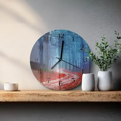 Kulaté skleněné hodiny na zeď Lesní cesta