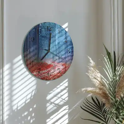 Kulaté skleněné hodiny na zeď Lesní cesta