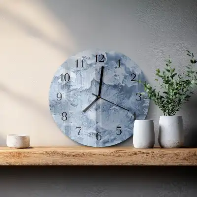 Hodiny s fotkou skleněné kulaté Sněhové vločky