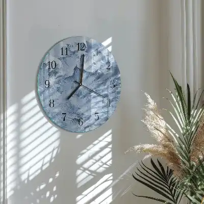 Hodiny s fotkou skleněné kulaté Sněhové vločky