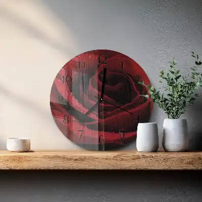 Kulaté skleněné hodiny na zeď Růže