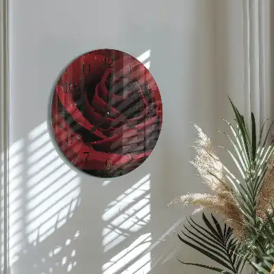 Kulaté skleněné hodiny na zeď Růže