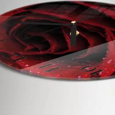 Kulaté skleněné hodiny na zeď Růže