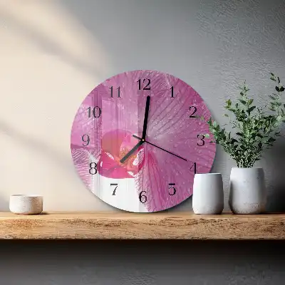 Kulaté skleněné hodiny na stěnu Orchidej