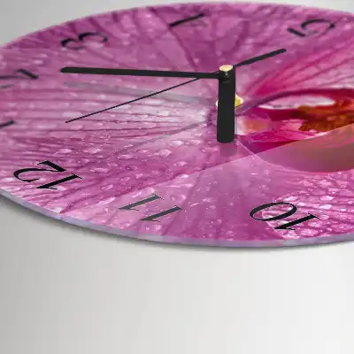 Kulaté skleněné hodiny na stěnu Orchidej