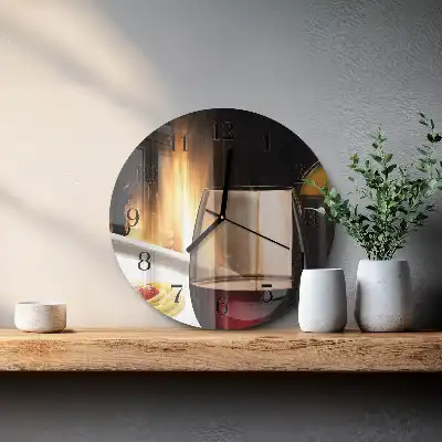 Kulaté skleněné hodiny na stěnu Špagety