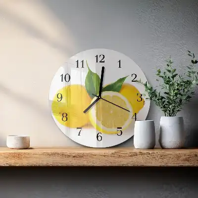 Hodiny s fotkou skleněné kulaté Citrony
