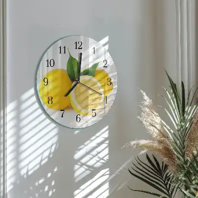 Hodiny s fotkou skleněné kulaté Citrony