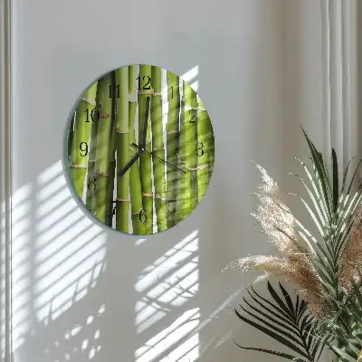 Kulaté skleněné hodiny na zeď Bambusy