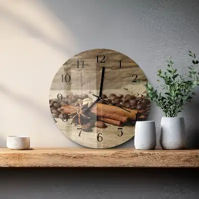 Hodiny s fotkou skleněné kulaté Anýz skořice