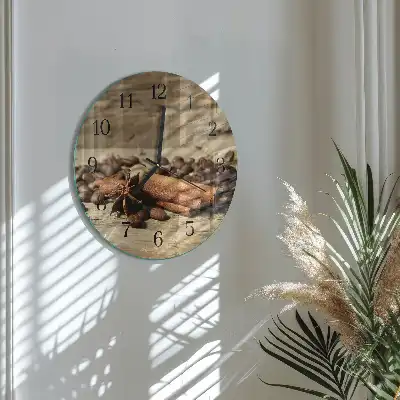 Hodiny s fotkou skleněné kulaté Anýz skořice