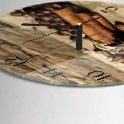 Hodiny s fotkou skleněné kulaté Anýz skořice