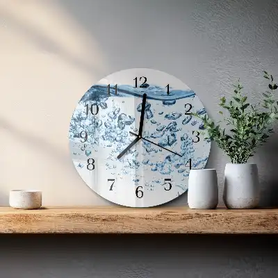 Kulaté skleněné hodiny na zeď Voda