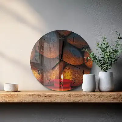 Kulaté skleněné hodiny na zeď Kameny