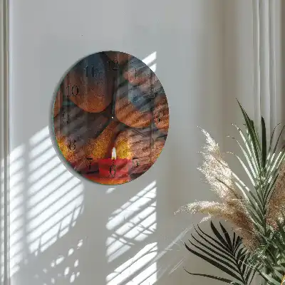Kulaté skleněné hodiny na zeď Kameny