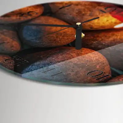 Kulaté skleněné hodiny na zeď Kameny