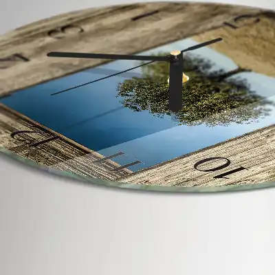 Kulaté skleněné hodiny na zeď Strom