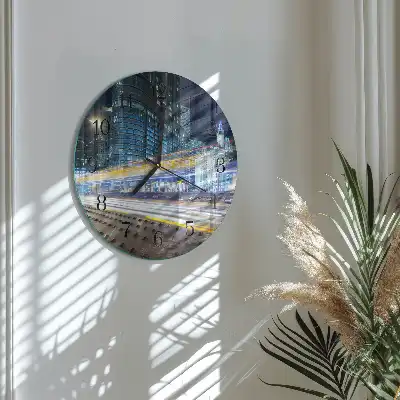 Kulaté skleněné hodiny na stěnu Horizont